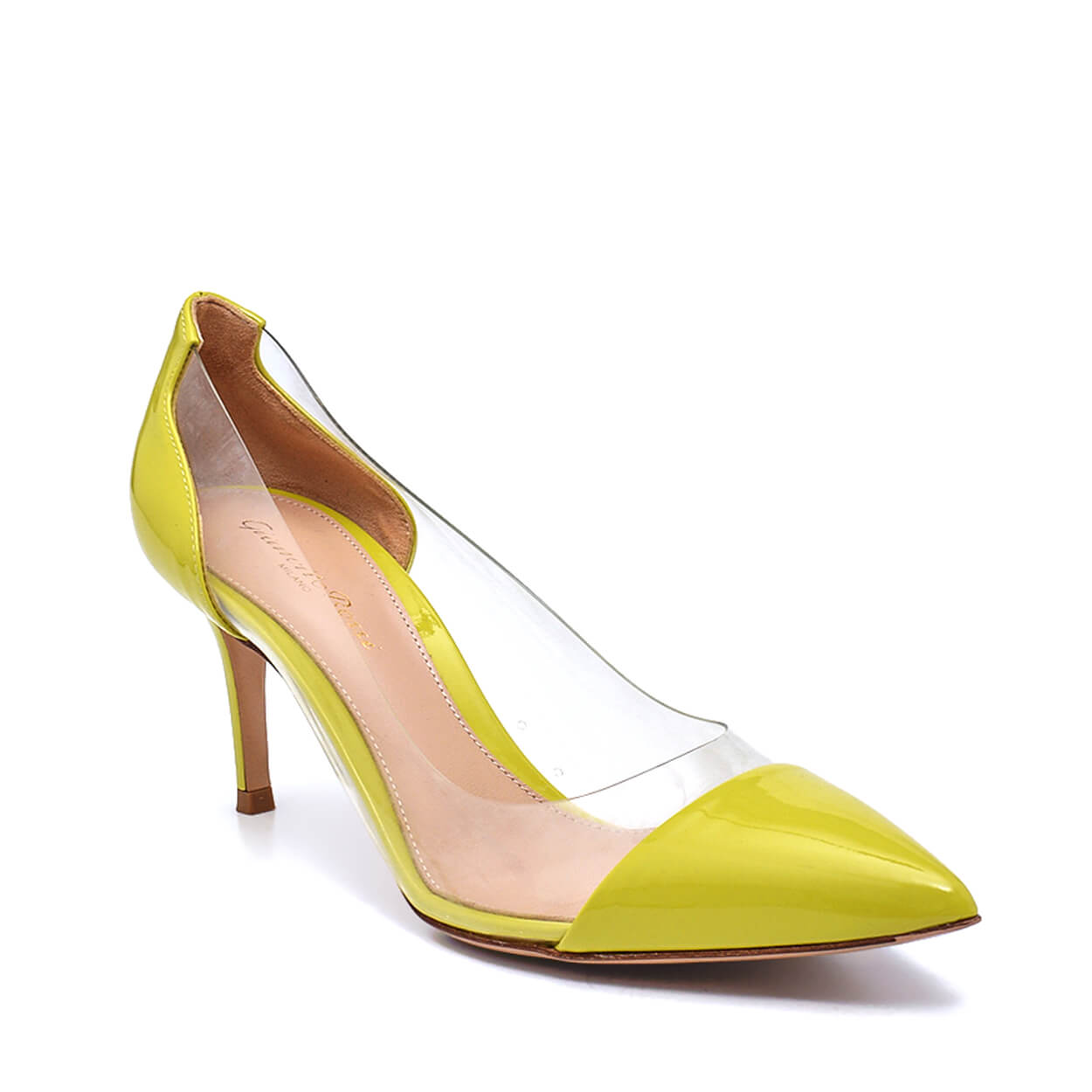 Gianvito Rossi - Lime Plexi Leather and Pvc Pumps 38